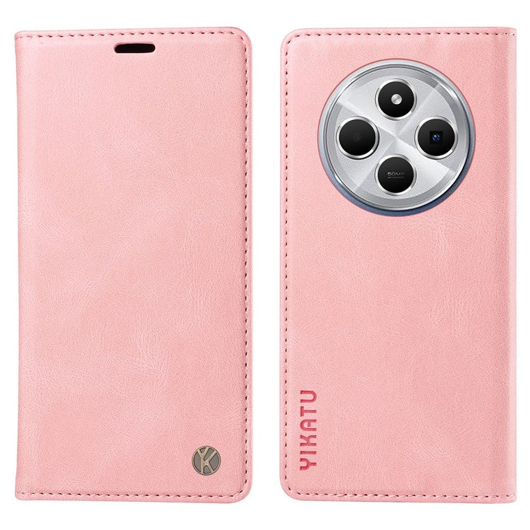 YIKATU YK-004 For Xiaomi Poco C75 4G / Redmi 14R 5G / 14C 4G Case Leather Skin-Touch Phone Cover Magnetic Auto-Absorbed - Pink