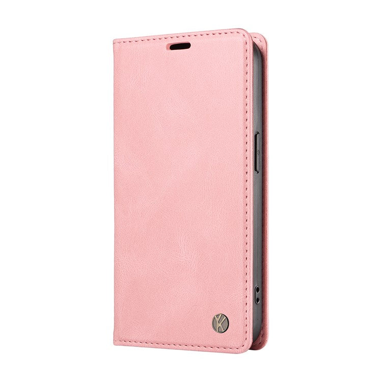 YIKATU YK-004 For Xiaomi Poco C75 4G / Redmi 14R 5G / 14C 4G Case Leather Skin-Touch Phone Cover Magnetic Auto-Absorbed - Pink