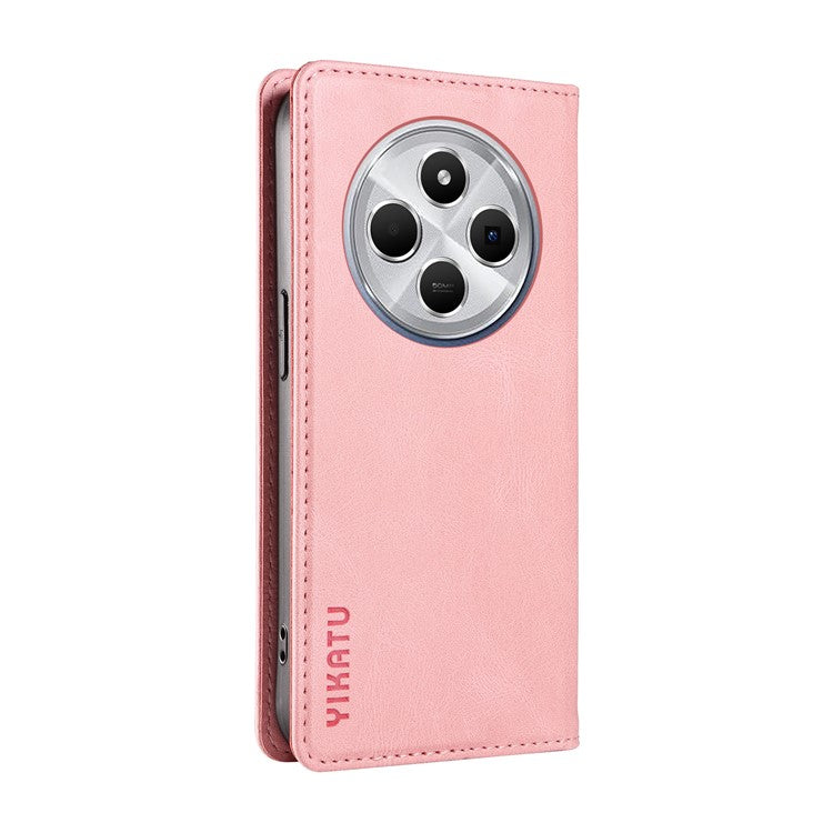 YIKATU YK-004 For Xiaomi Poco C75 4G / Redmi 14R 5G / 14C 4G Case Leather Skin-Touch Phone Cover Magnetic Auto-Absorbed - Pink