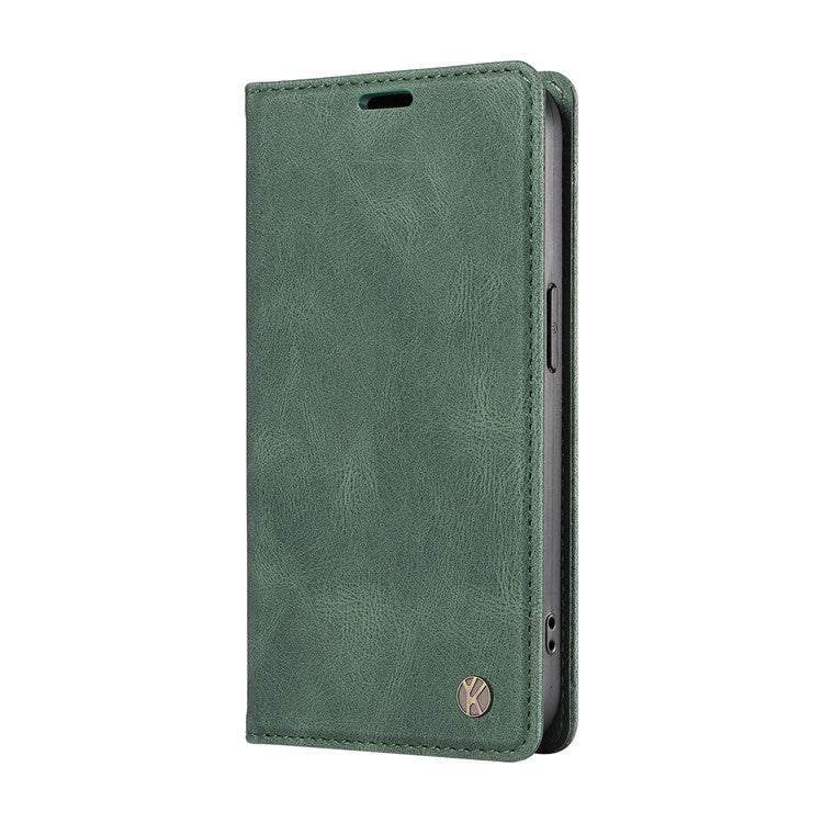 YIKATU YK-004 For Xiaomi Poco C75 4G / Redmi 14R 5G / 14C 4G Case Leather Skin-Touch Phone Cover Magnetic Auto-Absorbed - Green