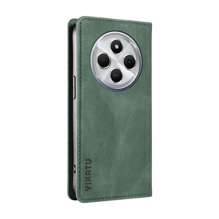 YIKATU YK-004 For Xiaomi Poco C75 4G / Redmi 14R 5G / 14C 4G Case Leather Skin-Touch Phone Cover Magnetic Auto-Absorbed - Green