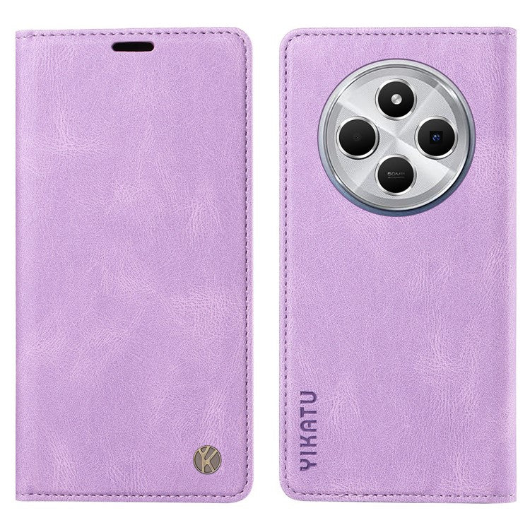 YIKATU YK-004 For Xiaomi Poco C75 4G / Redmi 14R 5G / 14C 4G Case Leather Skin-Touch Phone Cover Magnetic Auto-Absorbed - Purple