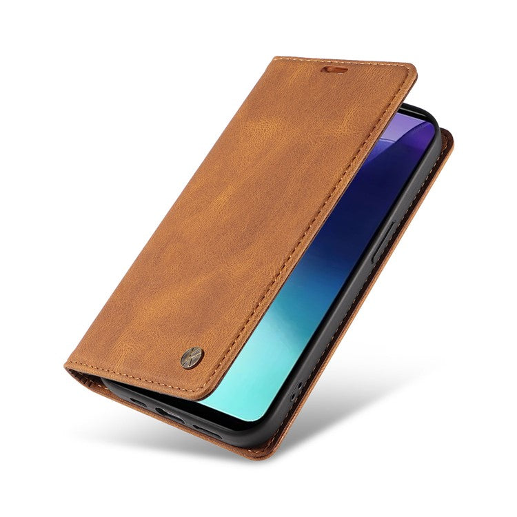 YIKATU YK-004 For Xiaomi Poco C75 4G / Redmi 14R 5G / 14C 4G Case Leather Skin-Touch Phone Cover Magnetic Auto-Absorbed - Brown