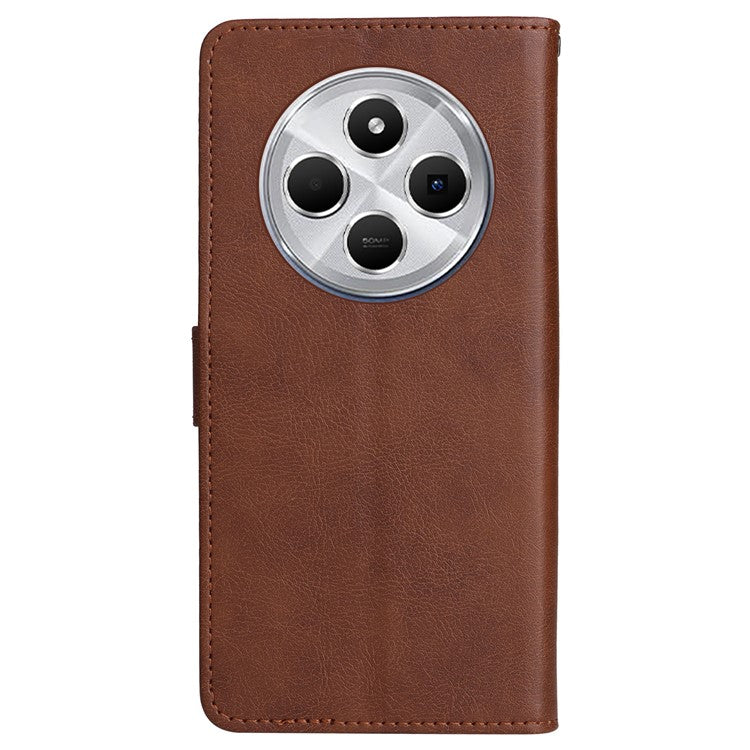 KT Leather Series-2 for Xiaomi Poco C75 4G / Redmi 14R 5G / 14C 4G Case Solid Color Leather Phone Cover Wallet Stand - Brown