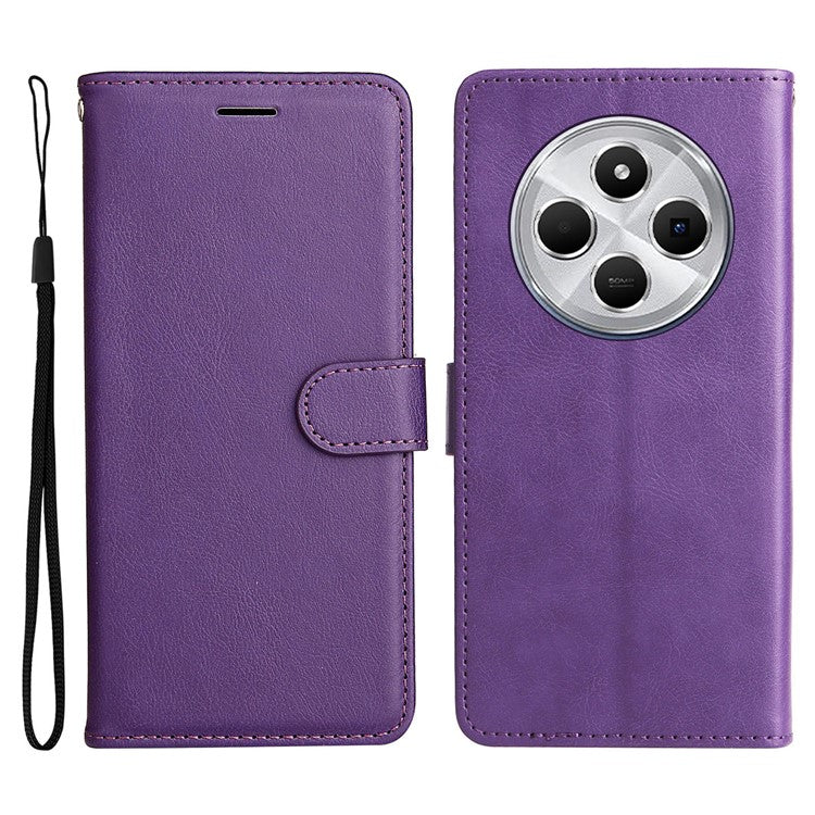 KT Leather Series-2 for Xiaomi Poco C75 4G / Redmi 14R 5G / 14C 4G Case Solid Color Leather Phone Cover Wallet Stand - Purple