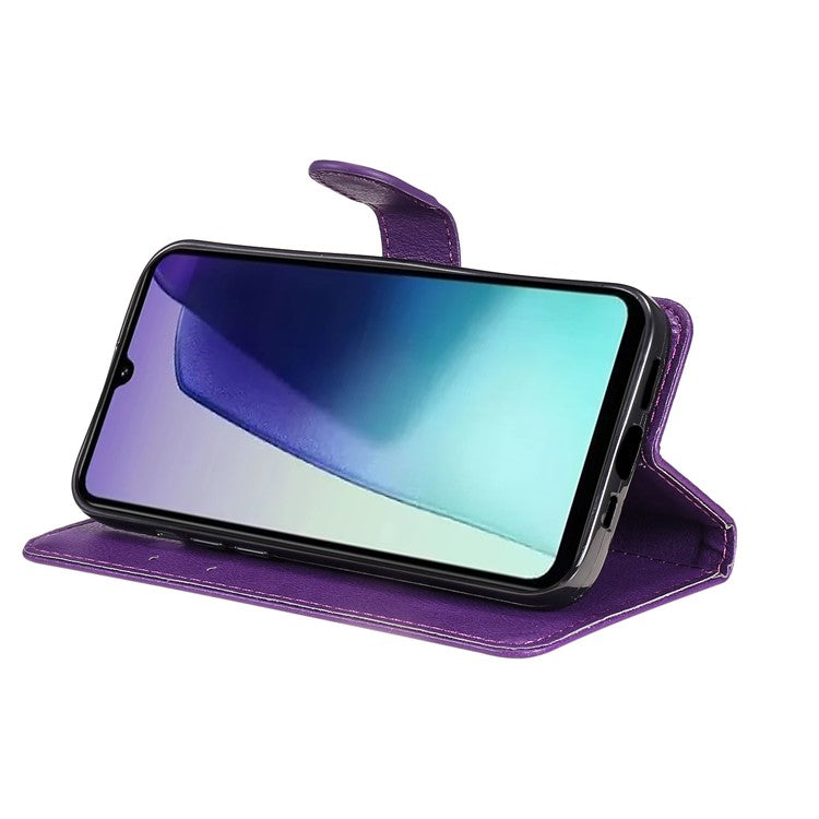 KT Leather Series-2 for Xiaomi Poco C75 4G / Redmi 14R 5G / 14C 4G Case Solid Color Leather Phone Cover Wallet Stand - Purple