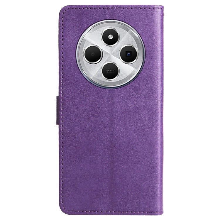 KT Leather Series-2 for Xiaomi Poco C75 4G / Redmi 14R 5G / 14C 4G Case Solid Color Leather Phone Cover Wallet Stand - Purple