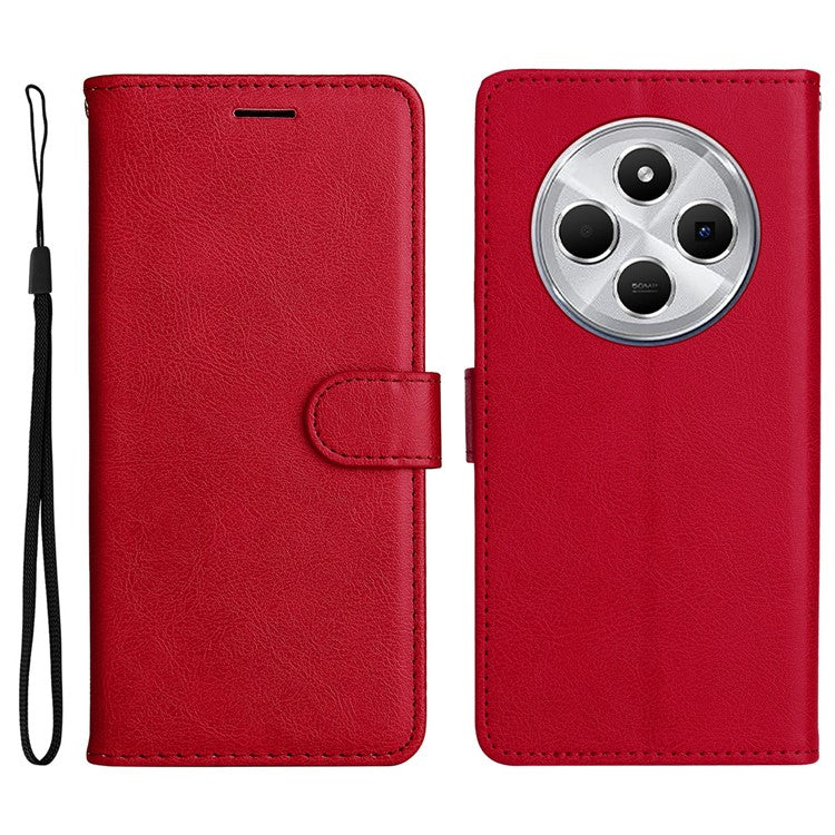 KT Leather Series-2 for Xiaomi Poco C75 4G / Redmi 14R 5G / 14C 4G Case Solid Color Leather Phone Cover Wallet Stand - Red