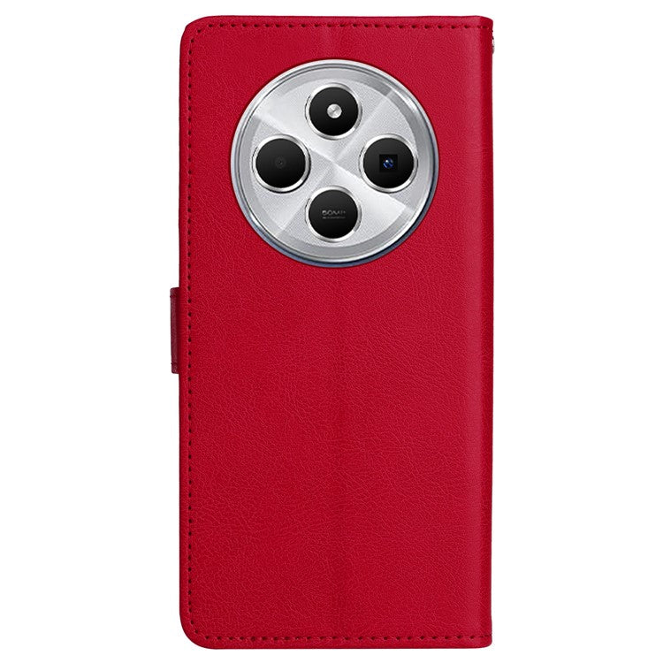 KT Leather Series-2 for Xiaomi Poco C75 4G / Redmi 14R 5G / 14C 4G Case Solid Color Leather Phone Cover Wallet Stand - Red