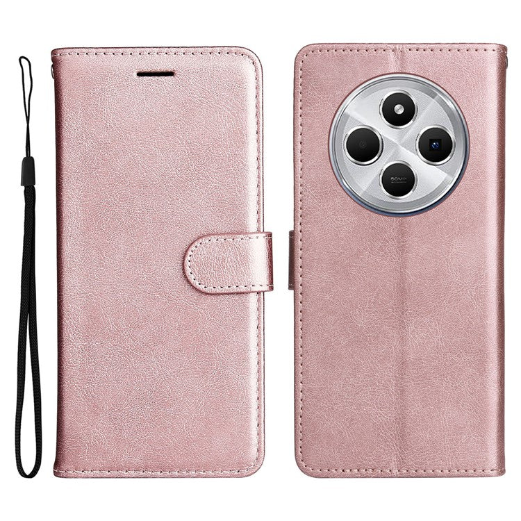 KT Leather Series-2 for Xiaomi Poco C75 4G / Redmi 14R 5G / 14C 4G Case Solid Color Leather Phone Cover Wallet Stand - Rose Gold