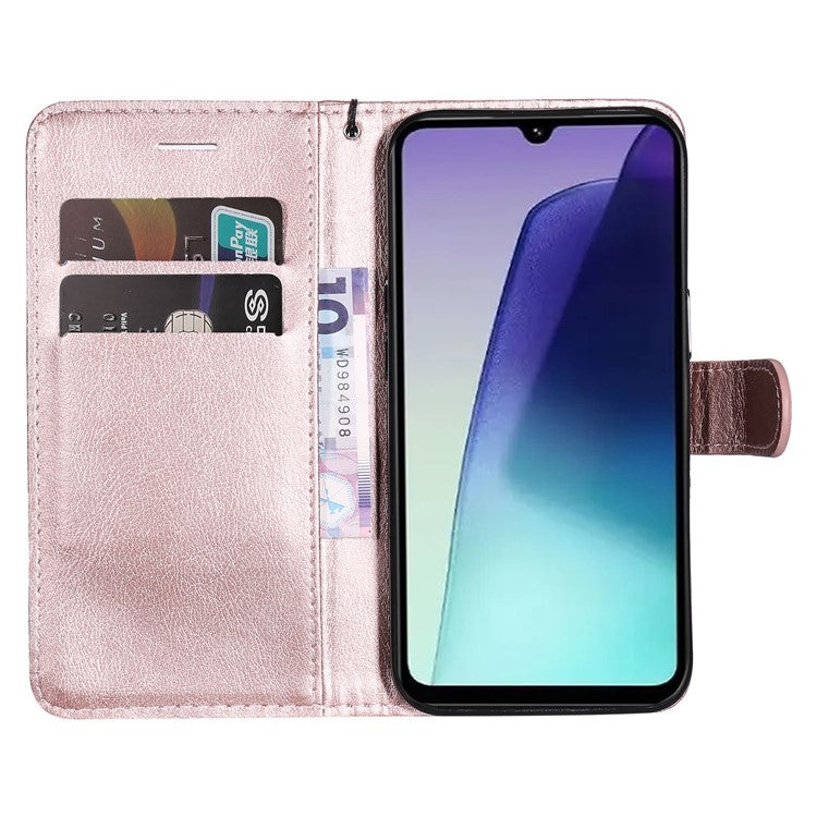 KT Leather Series-2 for Xiaomi Poco C75 4G / Redmi 14R 5G / 14C 4G Case Solid Color Leather Phone Cover Wallet Stand - Rose Gold