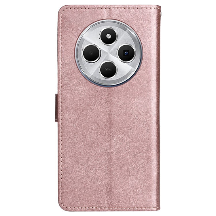 KT Leather Series-2 for Xiaomi Poco C75 4G / Redmi 14R 5G / 14C 4G Case Solid Color Leather Phone Cover Wallet Stand - Rose Gold