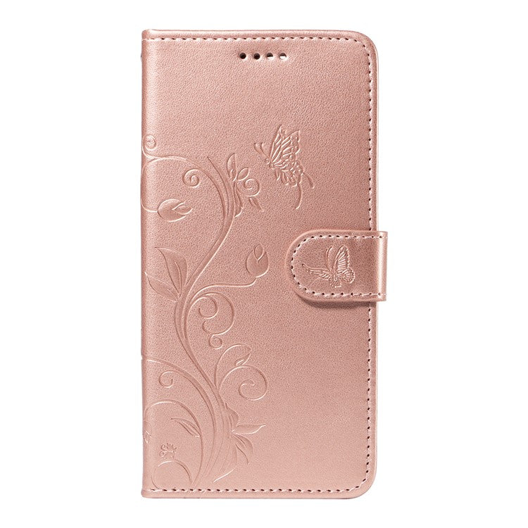 For Xiaomi Redmi 14C 4G Case Flower Pattern PU Leather Wallet Phone Cover - Rose Gold