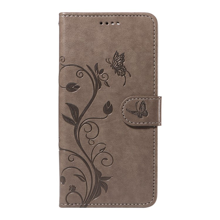 For Xiaomi Redmi 14C 4G Case Flower Pattern PU Leather Wallet Phone Cover - Grey