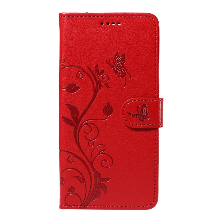 For Xiaomi Redmi 14C 4G Case Flower Pattern PU Leather Wallet Phone Cover - Red