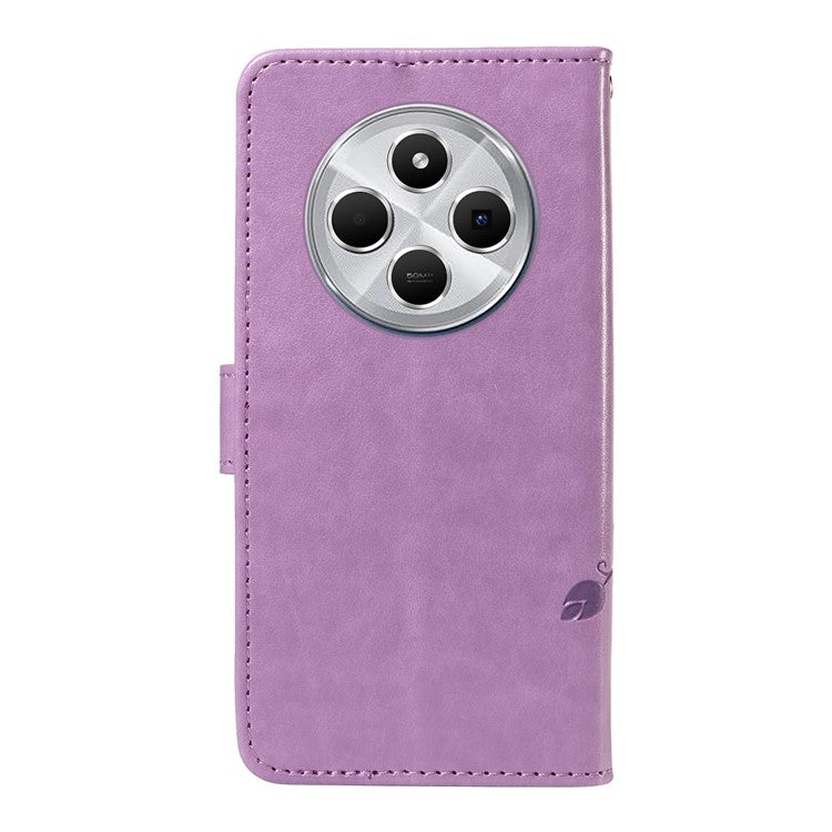 For Xiaomi Redmi 14C 4G Case Flower Pattern PU Leather Wallet Phone Cover - Purple