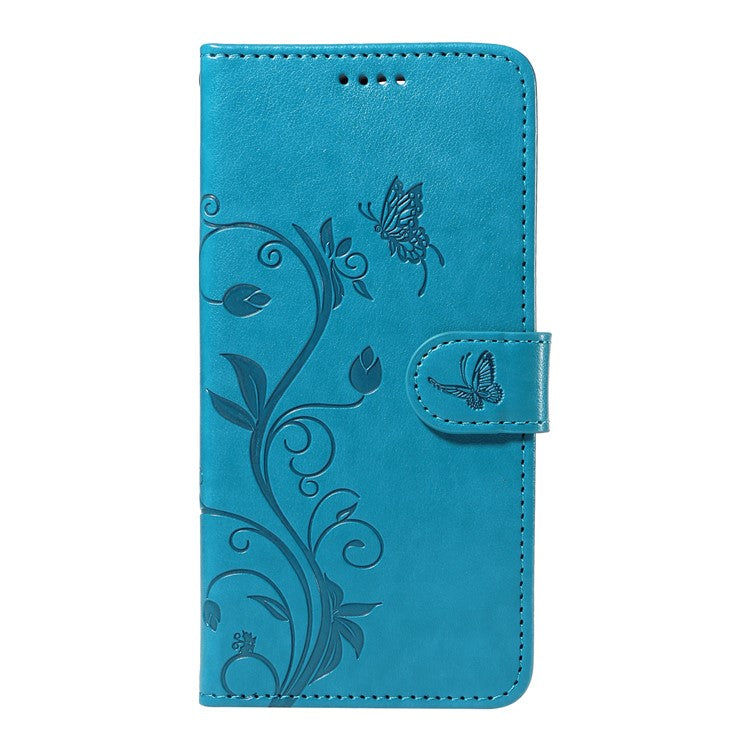 For Xiaomi Redmi 14C 4G Case Flower Pattern PU Leather Wallet Phone Cover - Blue