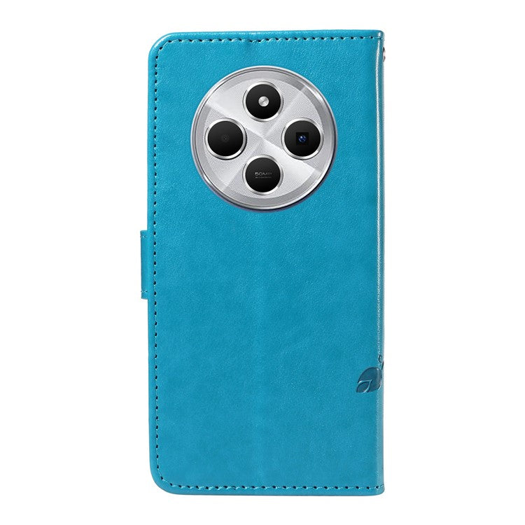 For Xiaomi Redmi 14C 4G Case Flower Pattern PU Leather Wallet Phone Cover - Blue