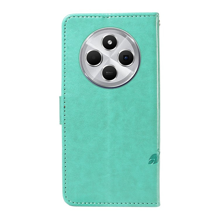 For Xiaomi Redmi 14C 4G Case Flower Pattern PU Leather Wallet Phone Cover - Green