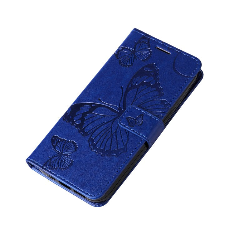 KT Imprinting Flower Series-2 For Xiaomi Redmi 14C 4G Case Butterfly Leather Phone Cover - Blue