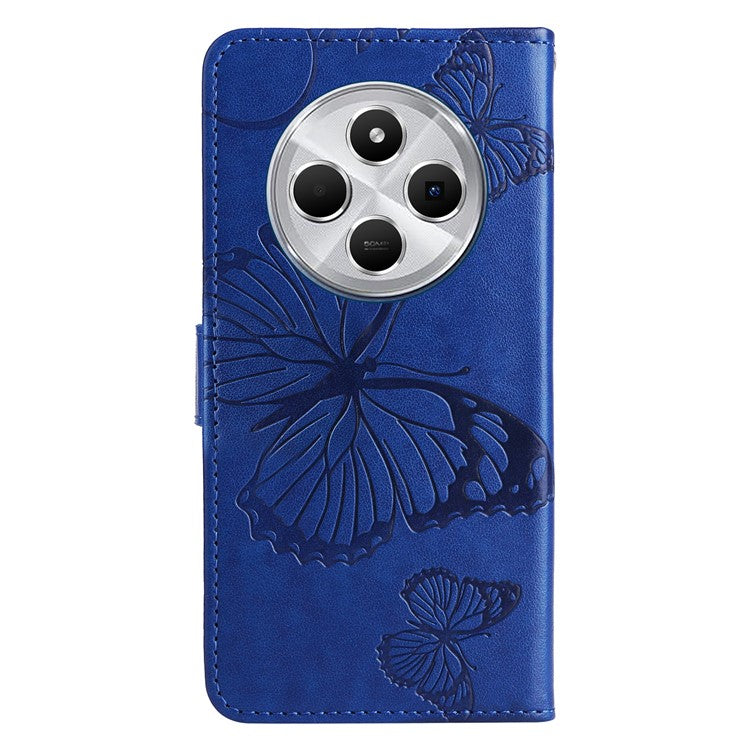 KT Imprinting Flower Series-2 For Xiaomi Redmi 14C 4G Case Butterfly Leather Phone Cover - Blue