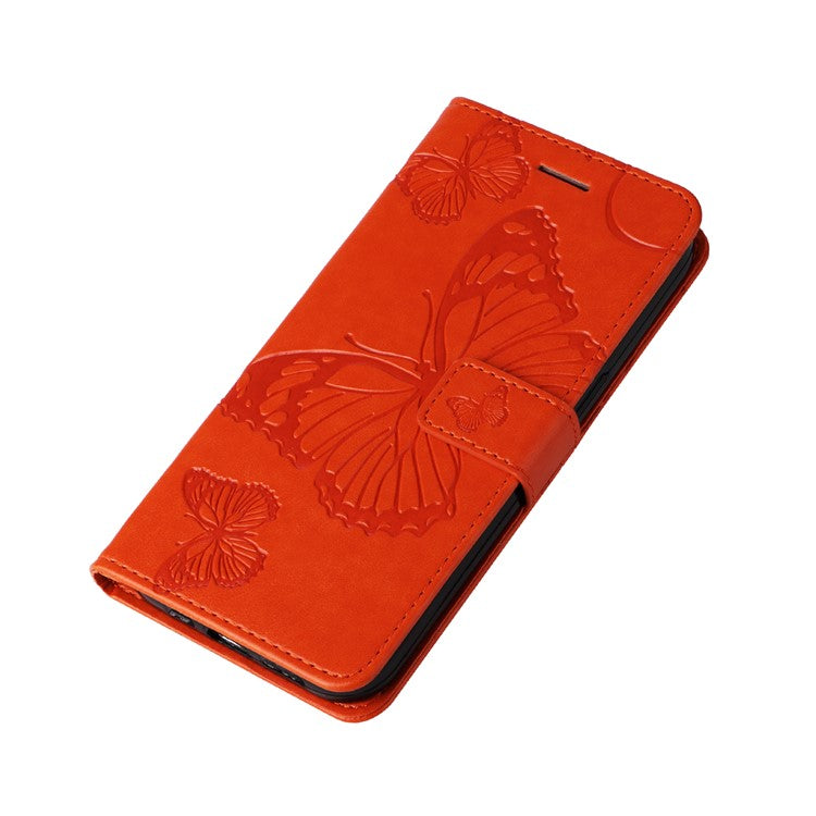 KT Imprinting Flower Series-2 For Xiaomi Redmi 14C 4G Case Butterfly Leather Phone Cover - Orange