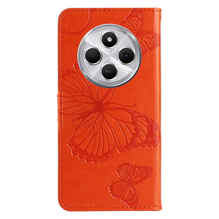 KT Imprinting Flower Series-2 For Xiaomi Redmi 14C 4G Case Butterfly Leather Phone Cover - Orange