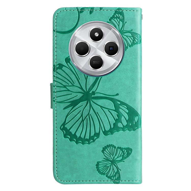 KT Imprinting Flower Series-2 For Xiaomi Redmi 14C 4G Case Butterfly Leather Phone Cover - Green