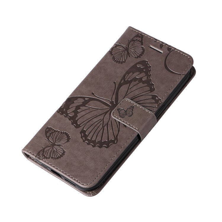 KT Imprinting Flower Series-2 For Xiaomi Redmi 14C 4G Case Butterfly Leather Phone Cover - Grey