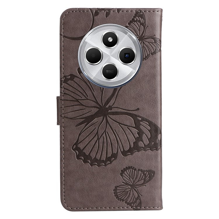 KT Imprinting Flower Series-2 For Xiaomi Redmi 14C 4G Case Butterfly Leather Phone Cover - Grey