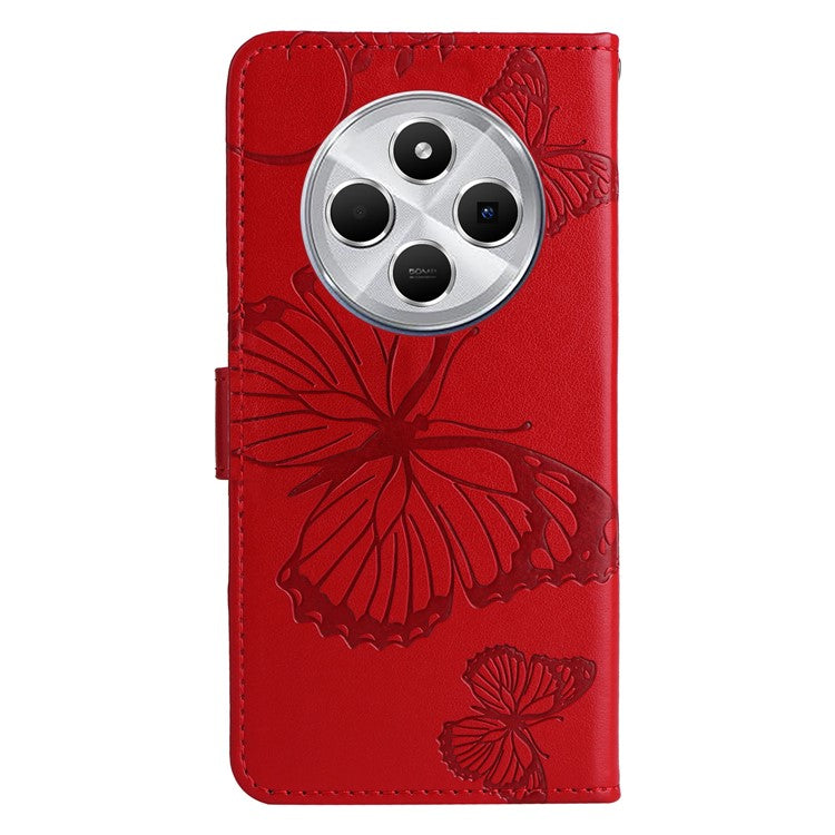 KT Imprinting Flower Series-2 For Xiaomi Redmi 14C 4G Case Butterfly Leather Phone Cover - Red