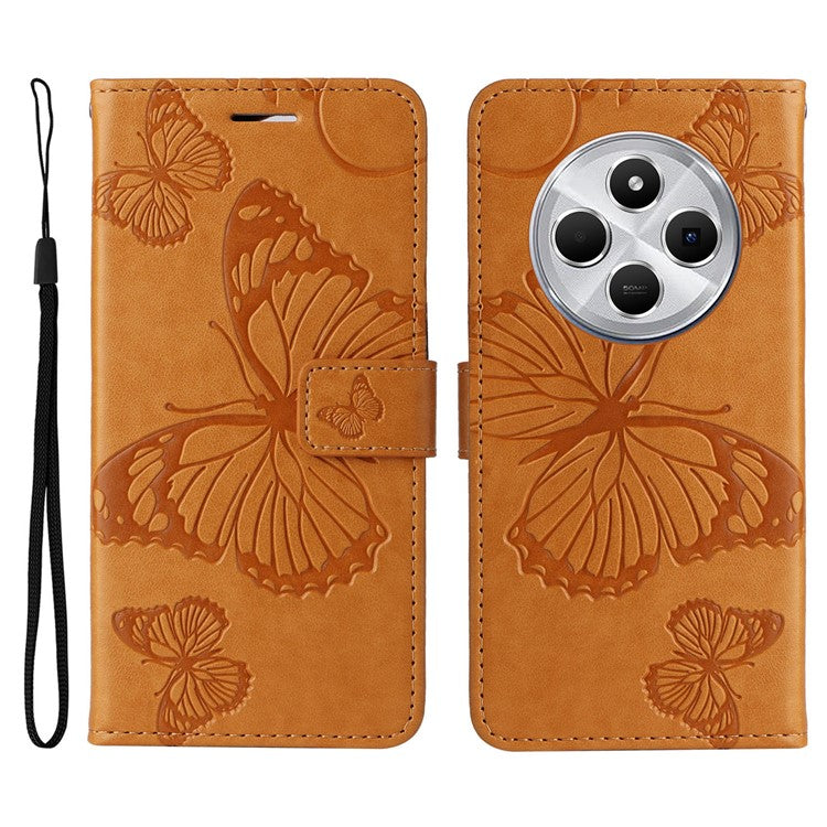 KT Imprinting Flower Series-2 For Xiaomi Redmi 14C 4G Case Butterfly Leather Phone Cover - Yellow