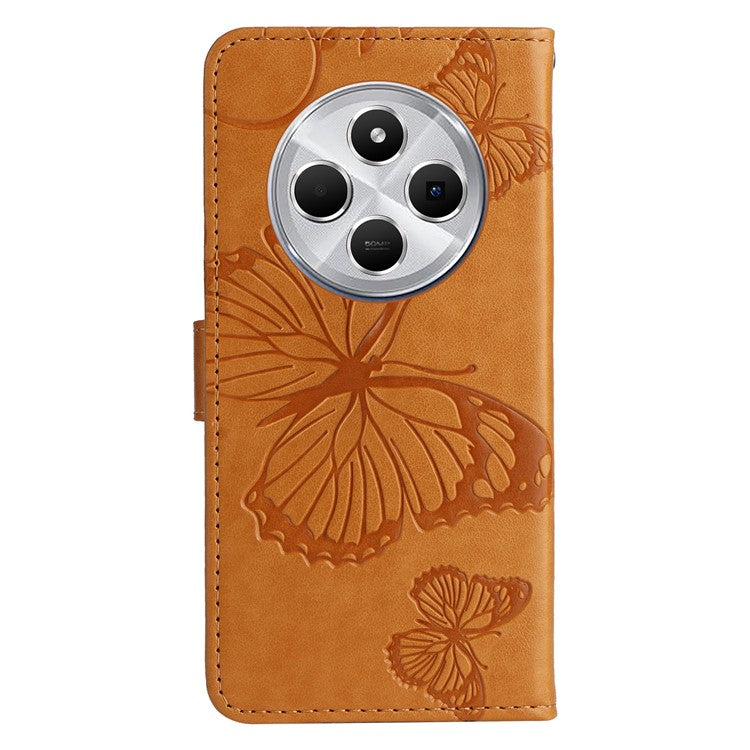 KT Imprinting Flower Series-2 For Xiaomi Redmi 14C 4G Case Butterfly Leather Phone Cover - Yellow