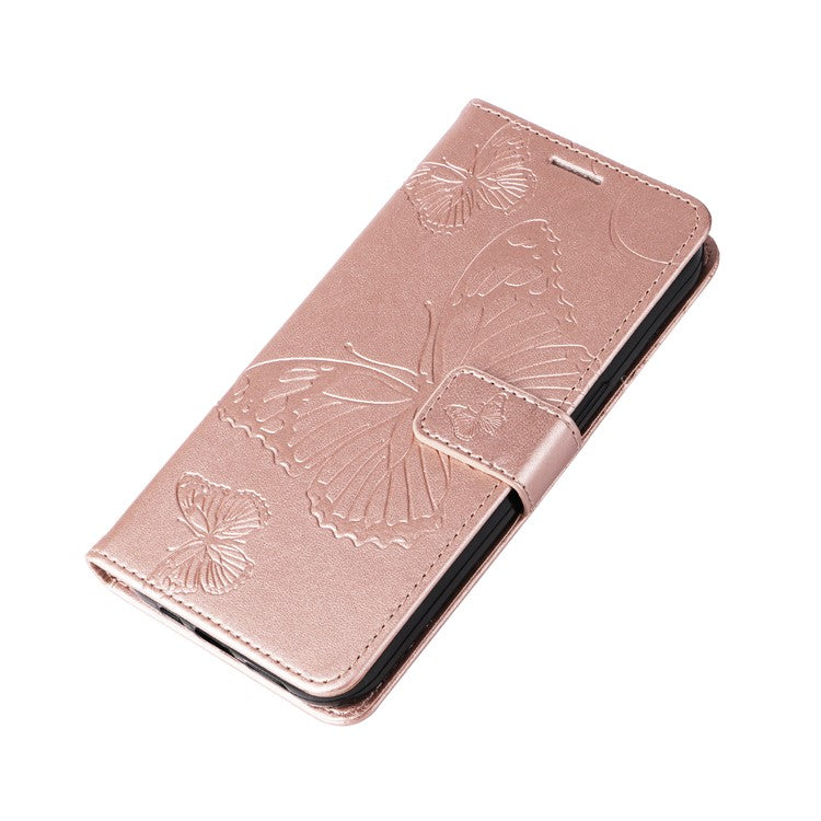 KT Imprinting Flower Series-2 For Xiaomi Redmi 14C 4G Case Butterfly Leather Phone Cover - Rose Gold