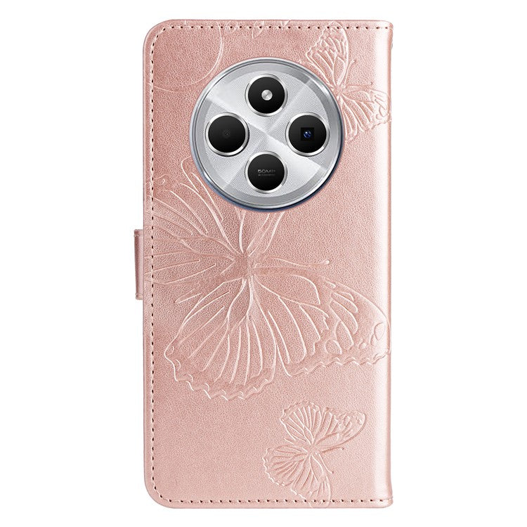 KT Imprinting Flower Series-2 For Xiaomi Redmi 14C 4G Case Butterfly Leather Phone Cover - Rose Gold