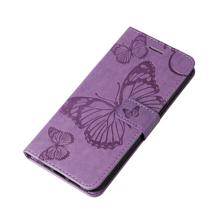 KT Imprinting Flower Series-2 For Xiaomi Redmi 14C 4G Case Butterfly Leather Phone Cover - Purple