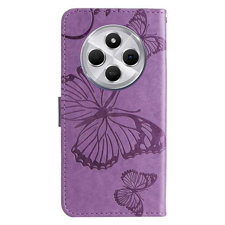 KT Imprinting Flower Series-2 For Xiaomi Redmi 14C 4G Case Butterfly Leather Phone Cover - Purple