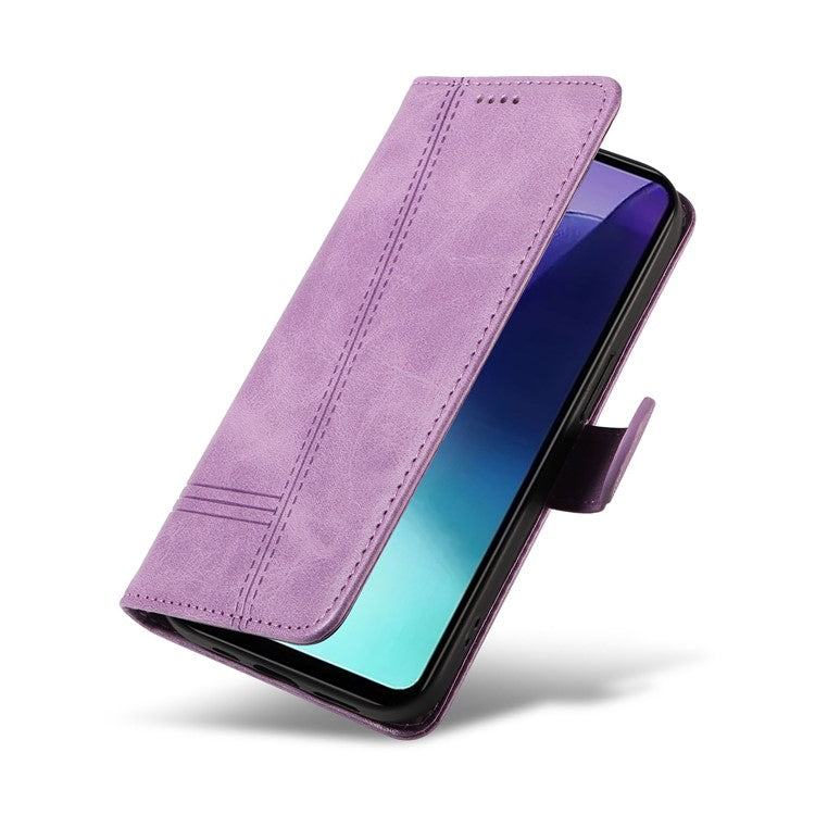 For Xiaomi Redmi 14C 4G Case Flip Wallet T-Shape Lines Leather Phone Cover - Purple