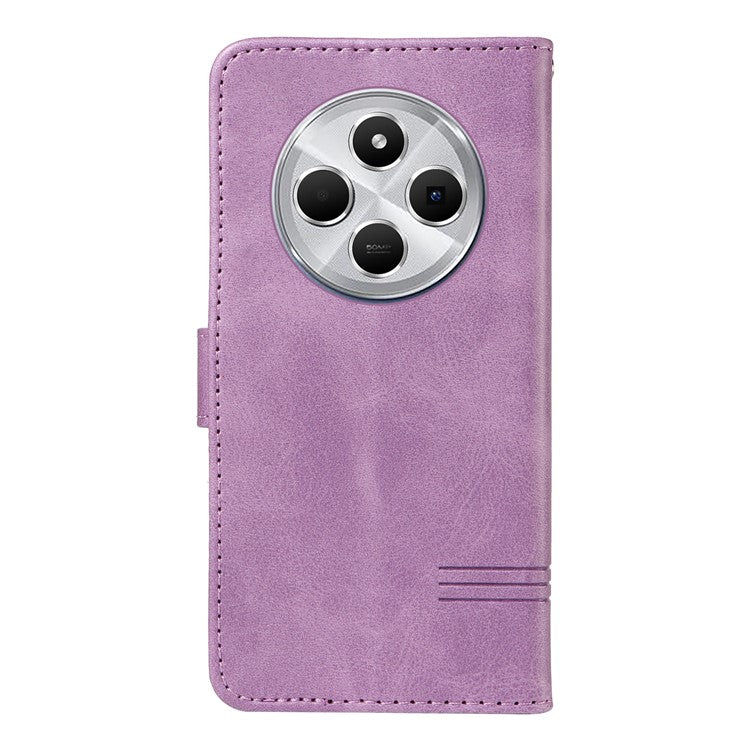 For Xiaomi Redmi 14C 4G Case Flip Wallet T-Shape Lines Leather Phone Cover - Purple