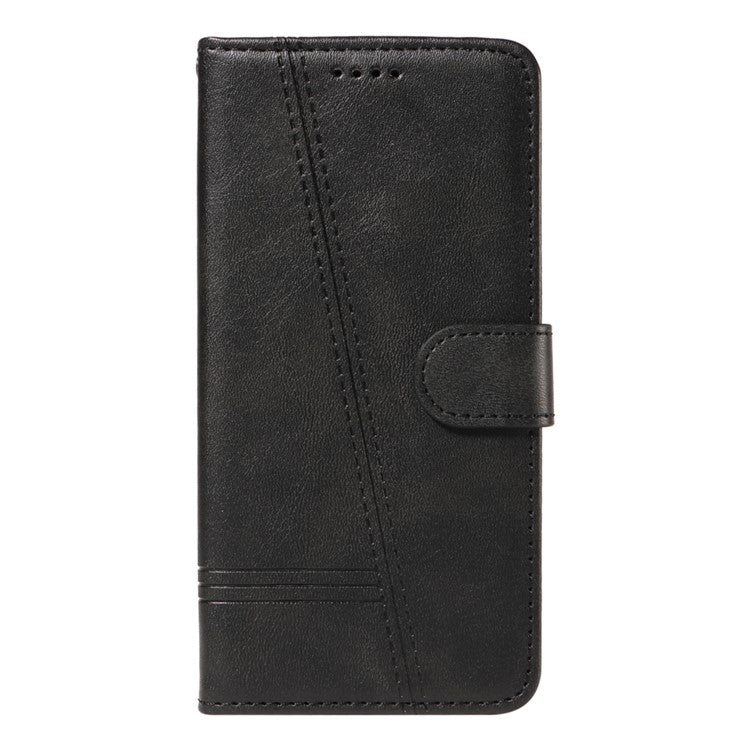 For Xiaomi Redmi 14C 4G Case Flip Wallet T-Shape Lines Leather Phone Cover - Black