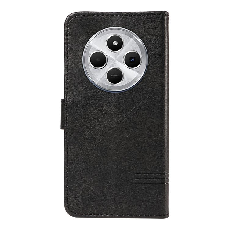 For Xiaomi Redmi 14C 4G Case Flip Wallet T-Shape Lines Leather Phone Cover - Black