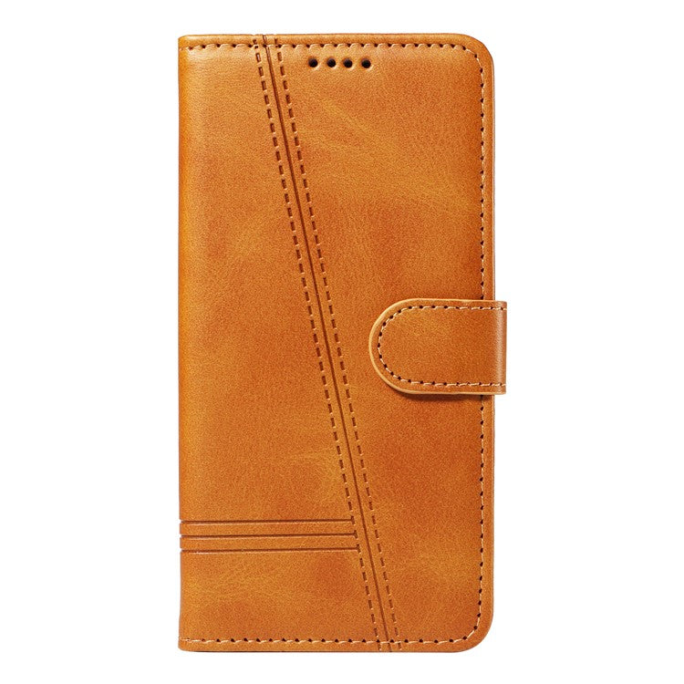 For Xiaomi Redmi 14C 4G Case Flip Wallet T-Shape Lines Leather Phone Cover - Yellow