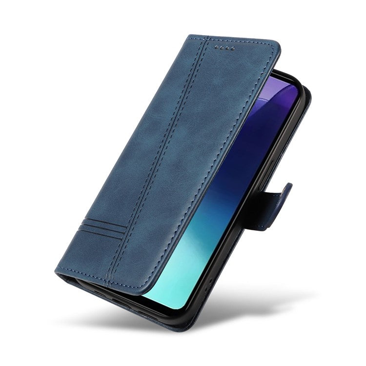 For Xiaomi Redmi 14C 4G Case Flip Wallet T-Shape Lines Leather Phone Cover - Blue