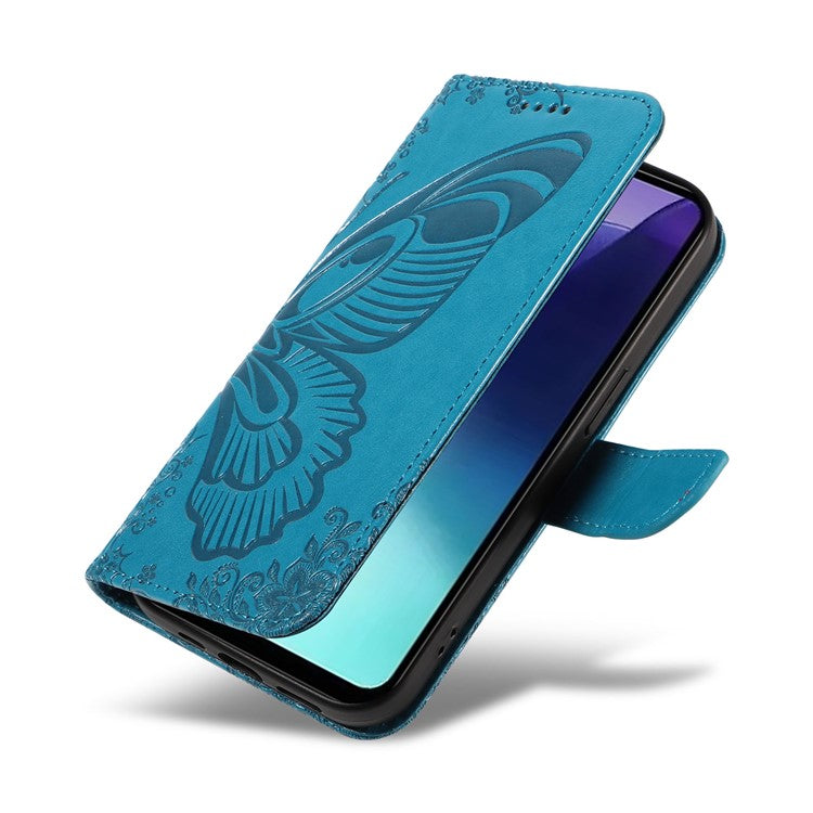 For Xiaomi Redmi 14C 4G Case Butterfly Pattern Leather Wallet Flip Phone Cover - Blue