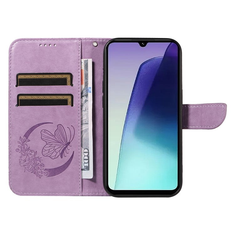 For Xiaomi Redmi 14C 4G Case Butterfly Pattern Leather Wallet Flip Phone Cover - Purple