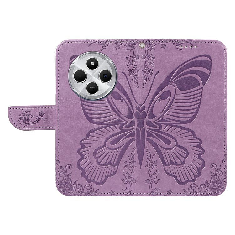 For Xiaomi Redmi 14C 4G Case Butterfly Pattern Leather Wallet Flip Phone Cover - Purple