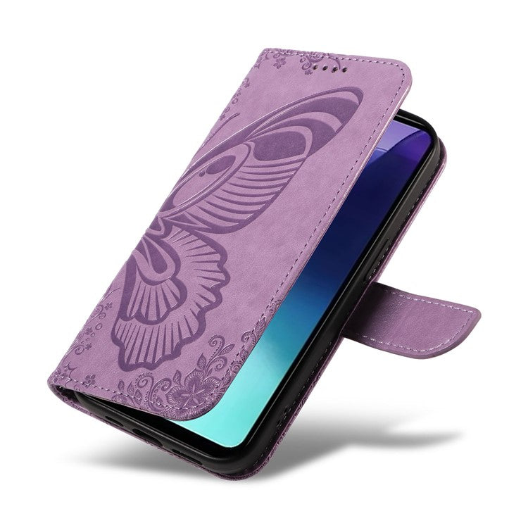 For Xiaomi Redmi 14C 4G Case Butterfly Pattern Leather Wallet Flip Phone Cover - Purple