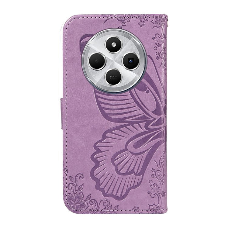 For Xiaomi Redmi 14C 4G Case Butterfly Pattern Leather Wallet Flip Phone Cover - Purple