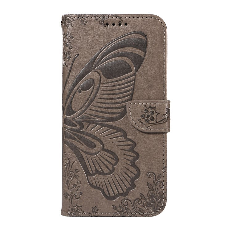 For Xiaomi Redmi 14C 4G Case Butterfly Pattern Leather Wallet Flip Phone Cover - Grey