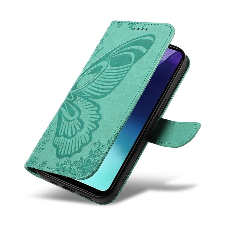 For Xiaomi Redmi 14C 4G Case Butterfly Pattern Leather Wallet Flip Phone Cover - Green